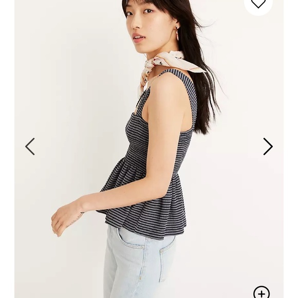 Texture and Thread Smocked Peplum Top Stripe - Picture 2 of 6